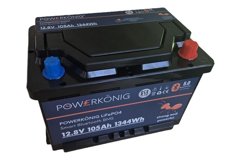 Powerkönig LiFePO4 12,8V 105 Ah DIN Smart BMS mit Bluetooth