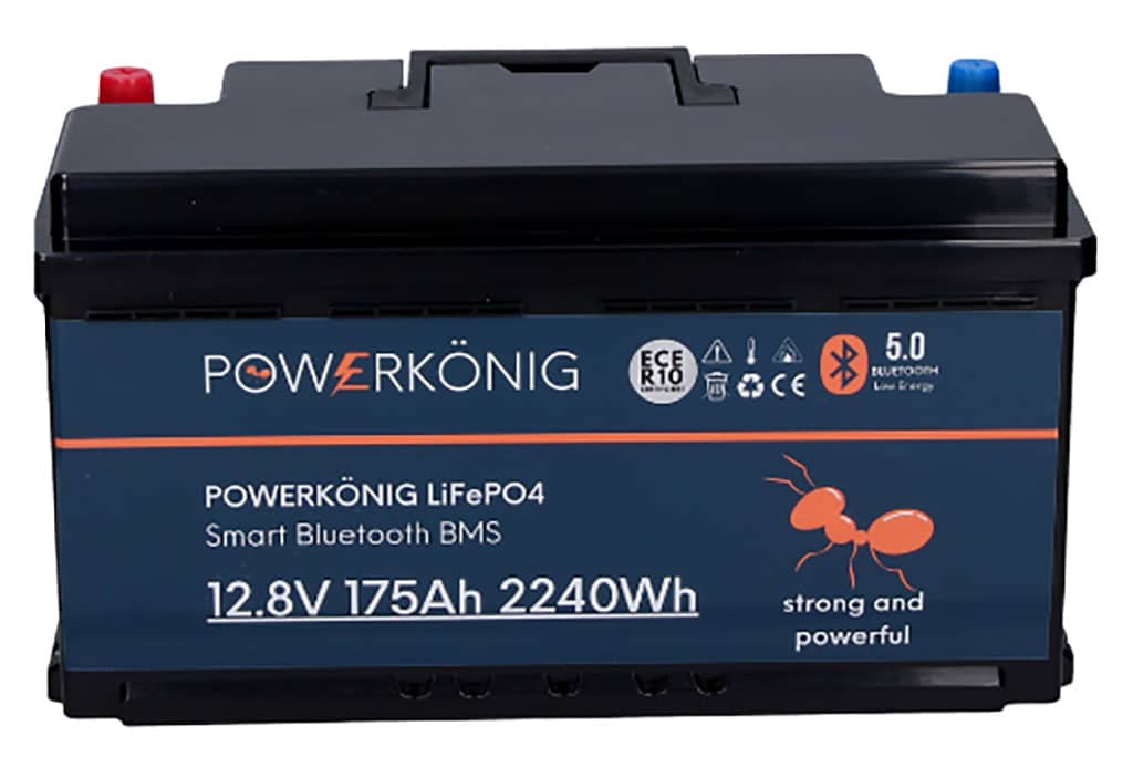 Powerkönig LiFePO4 12,8V 175 Ah DIN Smart MBS mit Bluethooth