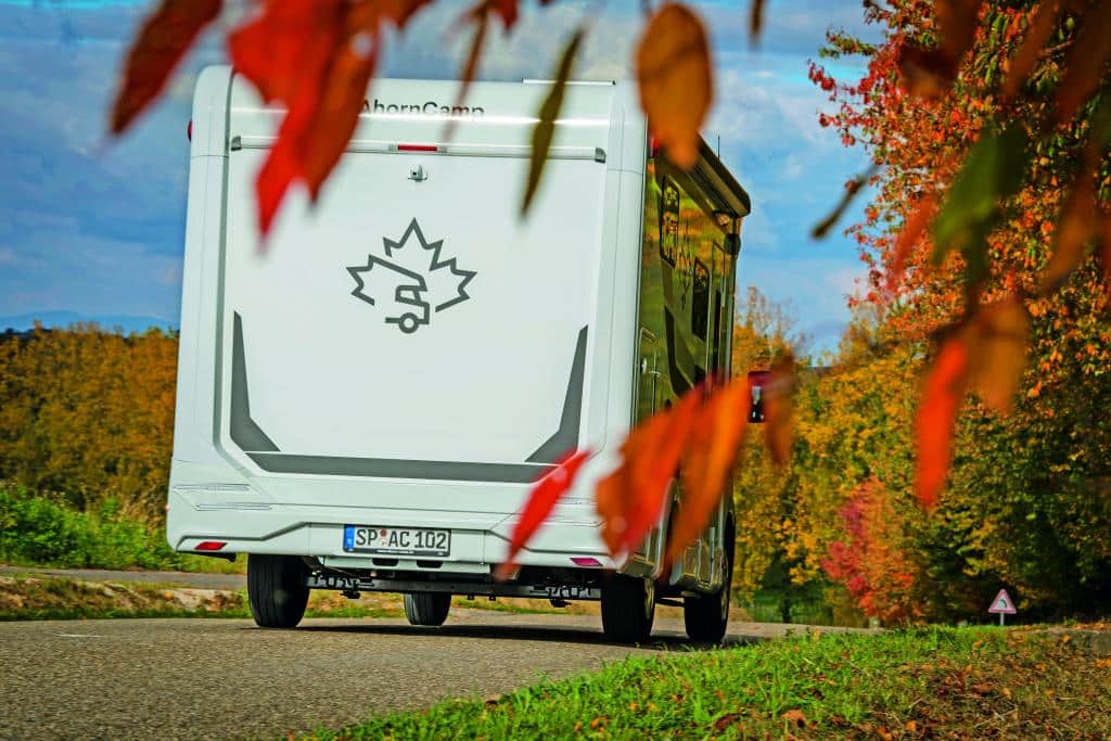 Heckansicht des Wohnmobils